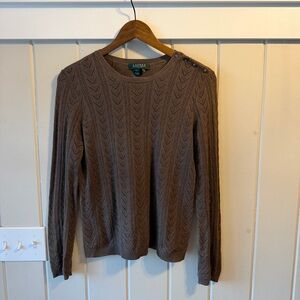 Lauren Ralph Lauren Brown Lightweight Knit Sweater, Size Medium (Petite)